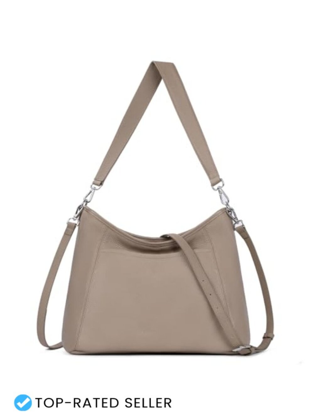 Genuine Leather Hobo Crossbody Bag Womens Purse w/ 2 Detachable Straps